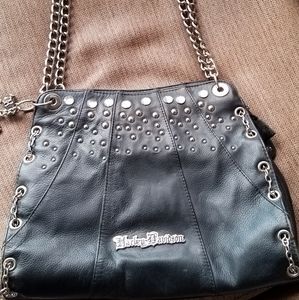 HARLEY DAVIDSON BLACK LEATHER PURSE